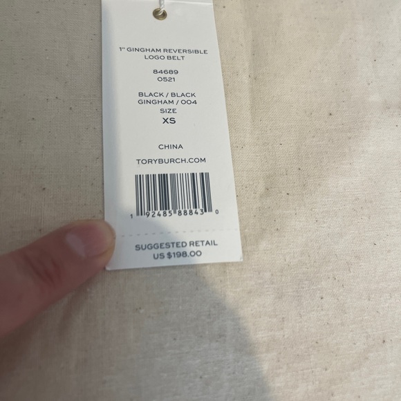 Tory Burch 1" Gingham Reversible Logo Belt XS. Reverses to black leather - Picture 13 of 13